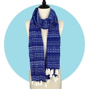 Tommy Bahama Greek Inspired Blue & White Cotton Scarf / Wrap